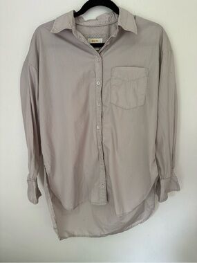 Women’s button up tunic top Maeve Anthropologie Light Taupe Size XS